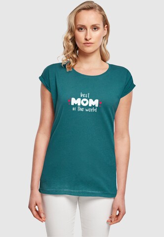 Merchcode Shirt 'Mothers Day - Best Mom In The World' in Blauw: voorkant
