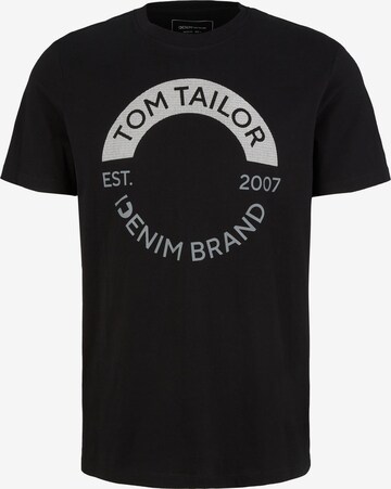 TOM TAILOR DENIM Тениска в черно: отпред