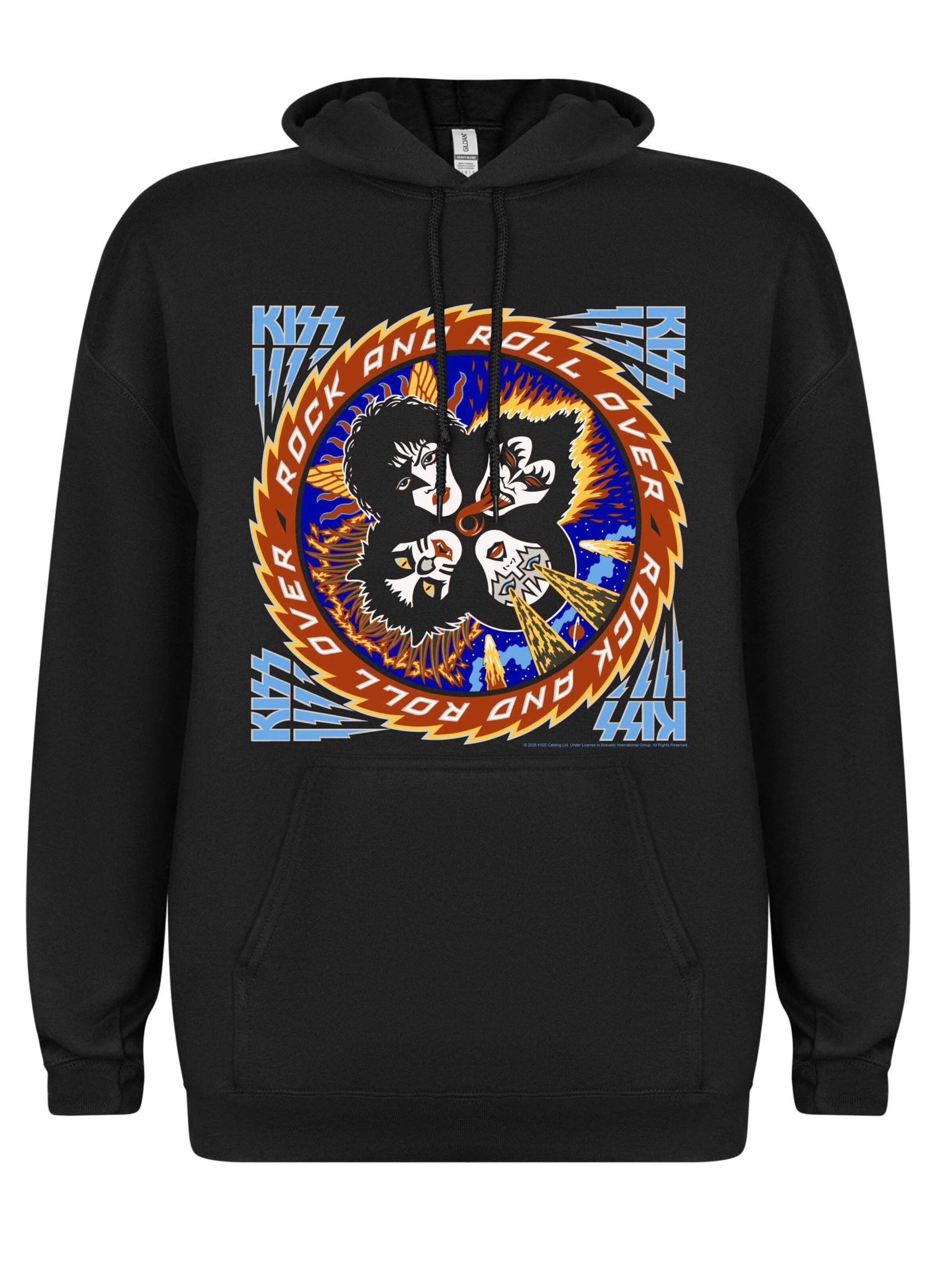 Kiss Sweatshirt 'Kiss  Rock And Roll Over Hoodie' i svart: framsida