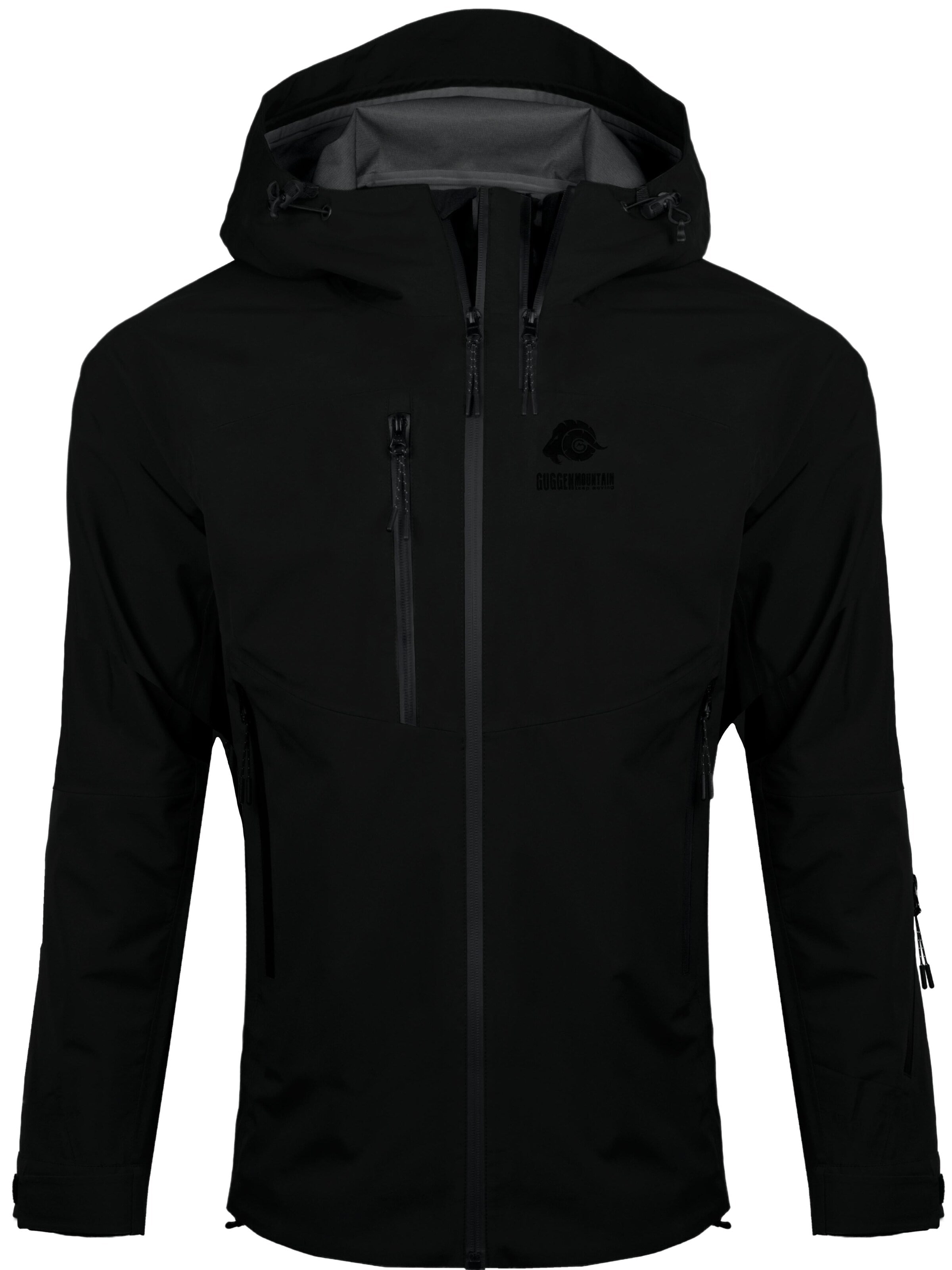 Guggen Mountain Performance Jacket 'Allwetter Jacke HD09 3-Lagen Hardshell Wanderjacke' in Black: front
