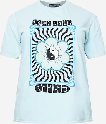 T-shirt 'Open Your Mind' Nasty Gal Plus en bleu : devant