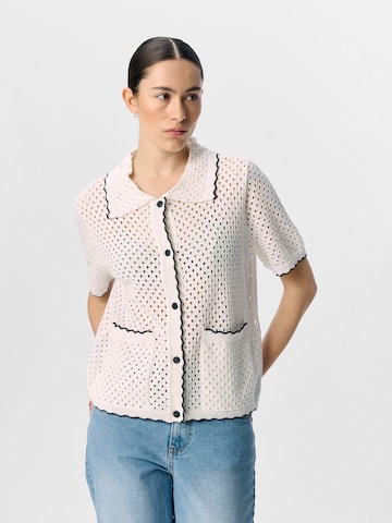 OBJECT Strickjacke 'OBJLYNEL' in Weiß: Vorderseite
