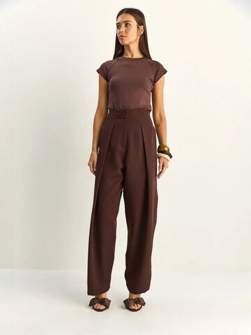 Bianco Lucci Wide leg Bandplooibroek in Bruin