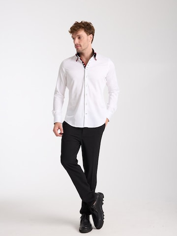Slim fit Camicia business 'Vesuvio Iconic Satin Man Shirt Black' di 7Camicie in bianco