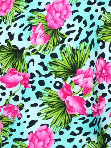 King Kameha Schal 'Leopard Flowers' in Blau