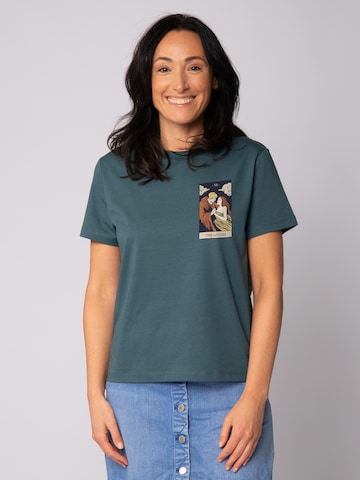 Maglietta 'Tarot The Lovers' di Watapparel in verde: frontale