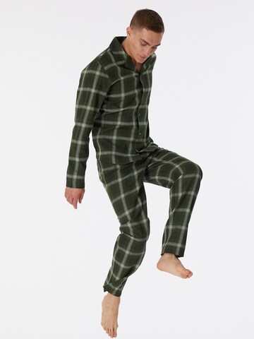 SCHIESSER Pyjama lang 'Warming Nightwear' in Groen