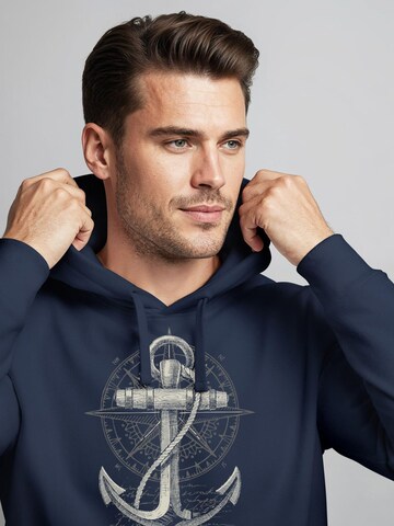 Neverless Sweatshirt 'Anker Kompass' in Blue