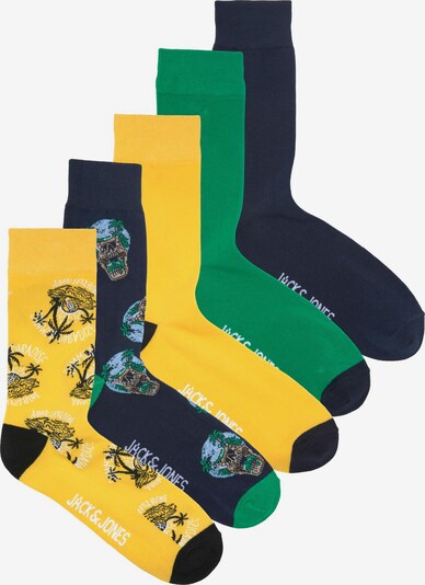 Kojinės 'PARADISE' iš JACK & JONES, spalva – tamsiai mėlyna / geltona / žalia / balta, Prekių apžvalga