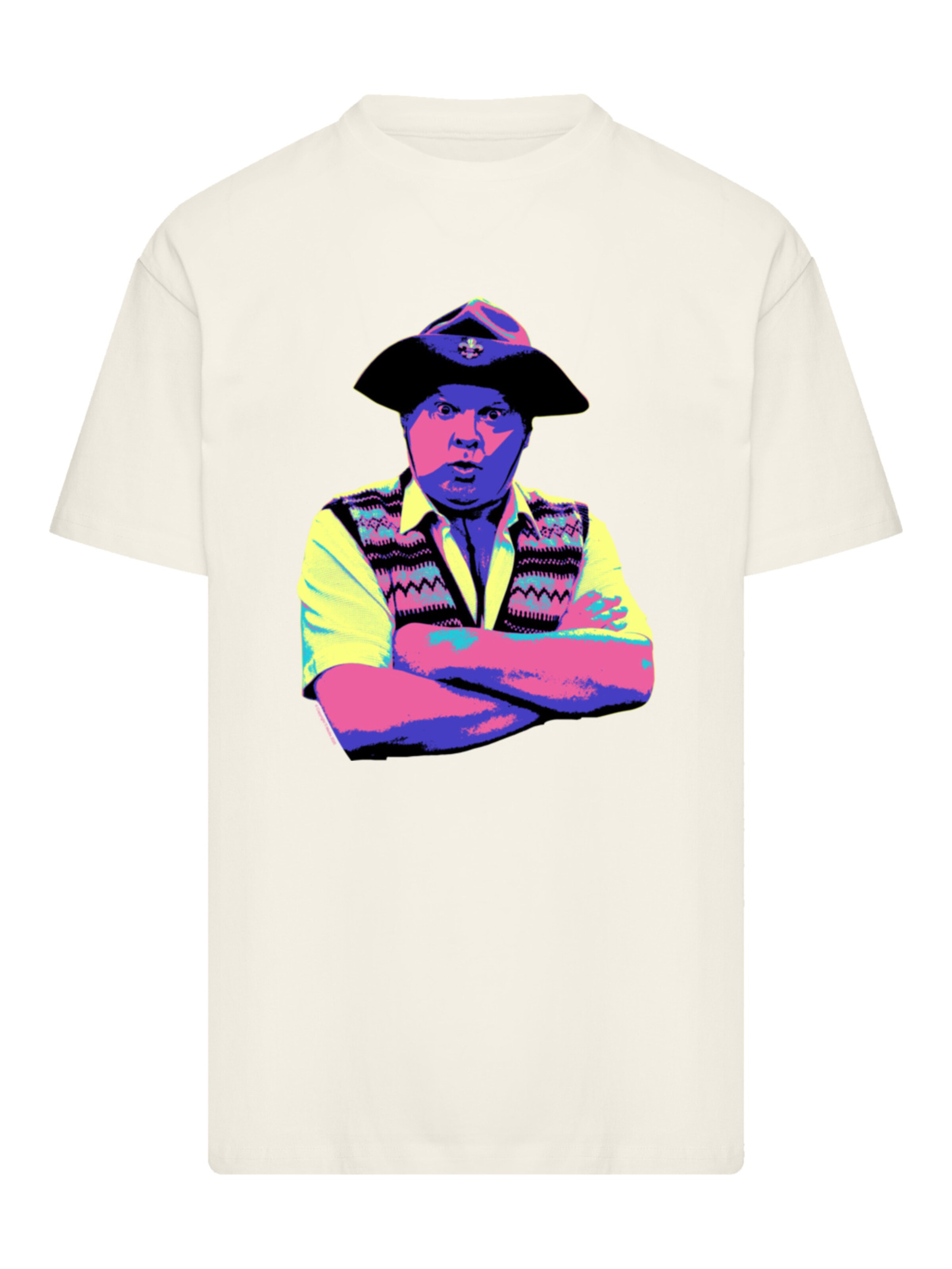 F4NT4STIC Shirt 'TV Times Benny Hill In Character 1989 Pop Art' in Beige: voorkant