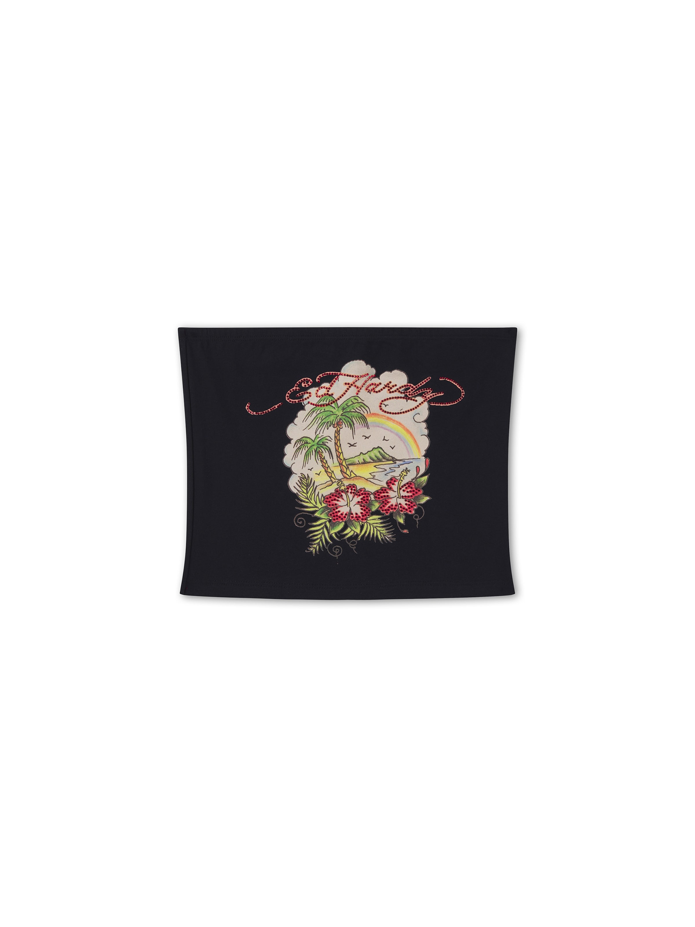 Ed Hardy Top 'Paradise' in Schwarz: Vorderseite