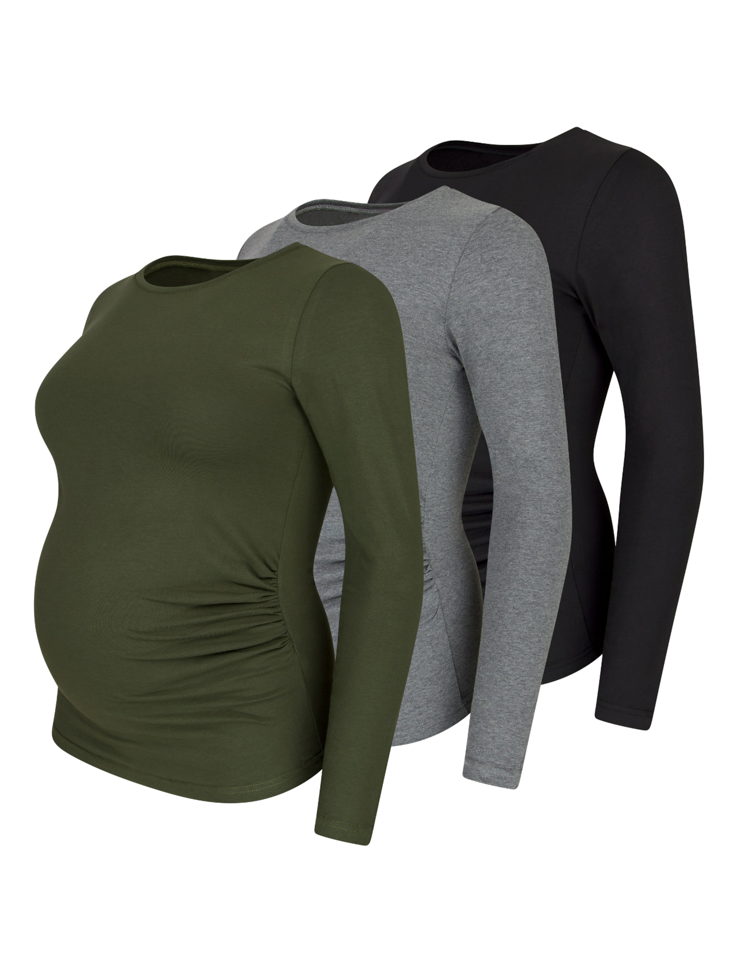 M.M.C. Shirt 'Langarm Basic Umstandsmode'‌‌‌‌‌‌ in Grau: Vorderseite