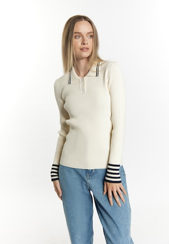 Pull-over DreiMaster Maritim en blanc : devant