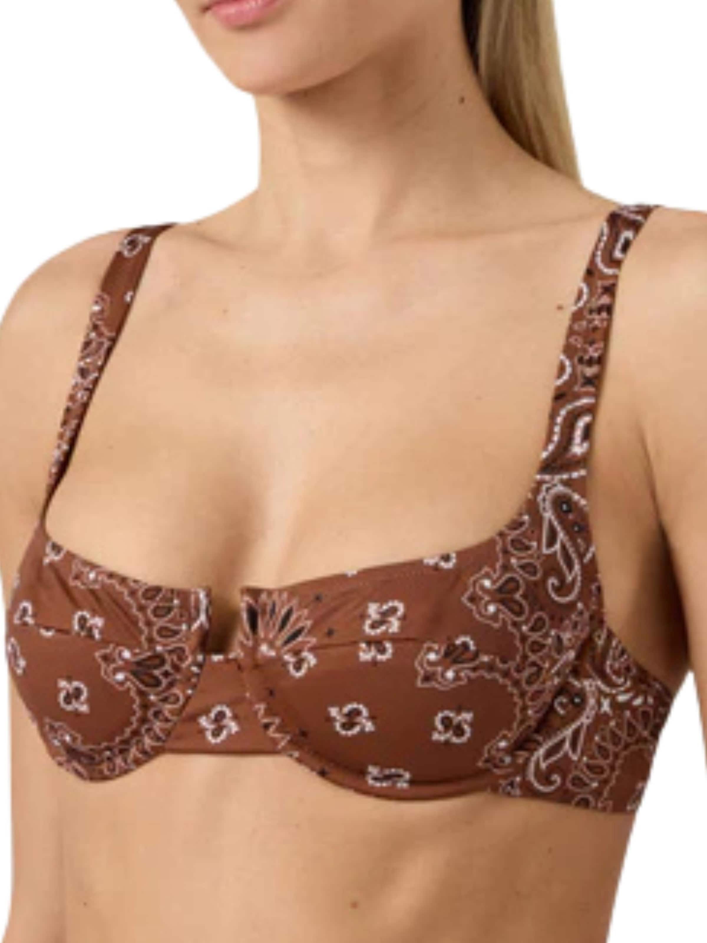 MC2 Saint Barth T-shirt Bikinitop in Bruin: voorkant