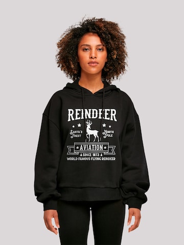 F4NT4STIC Sweatshirt 'Reindeer Aviation Retro Christmas Sign' in Black: front