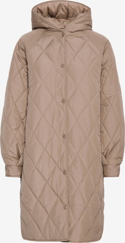 ICHI Between-Seasons Coat 'Hansa' in Brown: front