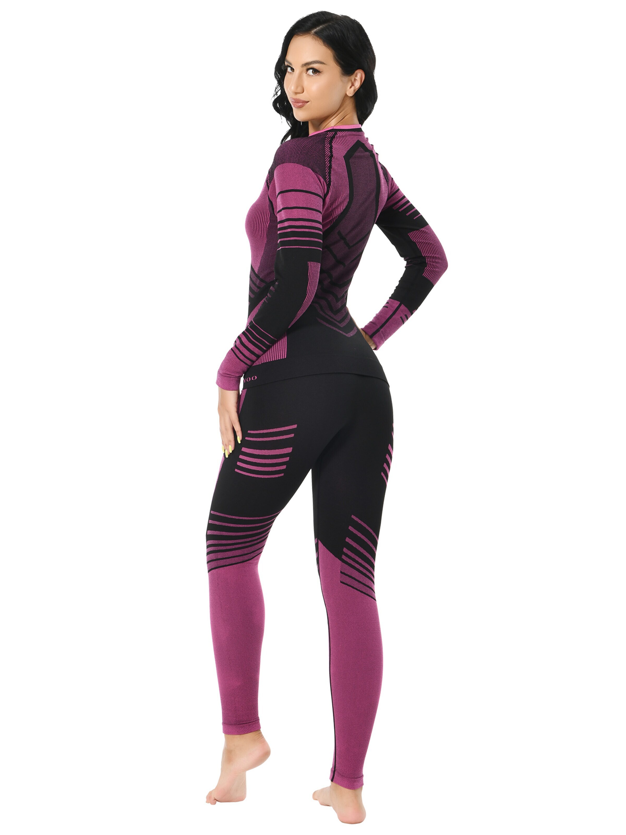 MEETWEE Athletic Bodysuit 'Ski Base Layer for Skiing and Running' in Pink