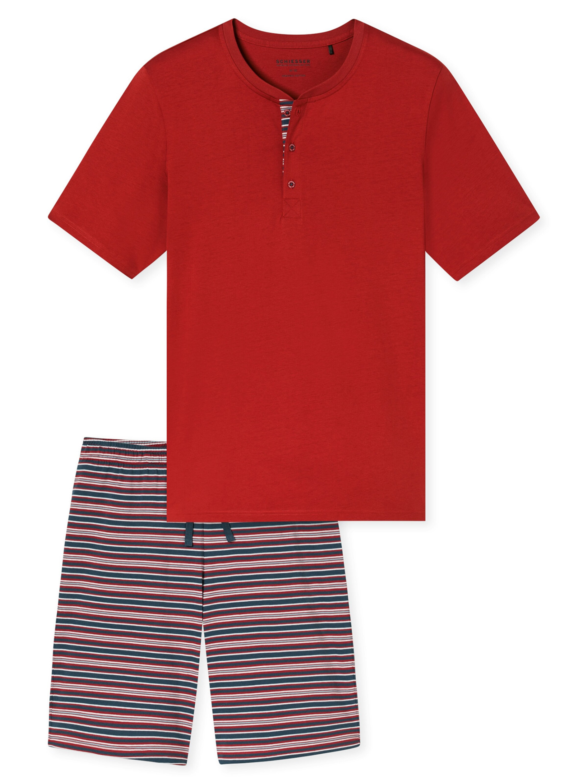 SCHIESSER Pyjama kort 'Casual Nightwear' in Rood: voorkant