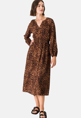 zero Midikleid mit Leoprint in Braun