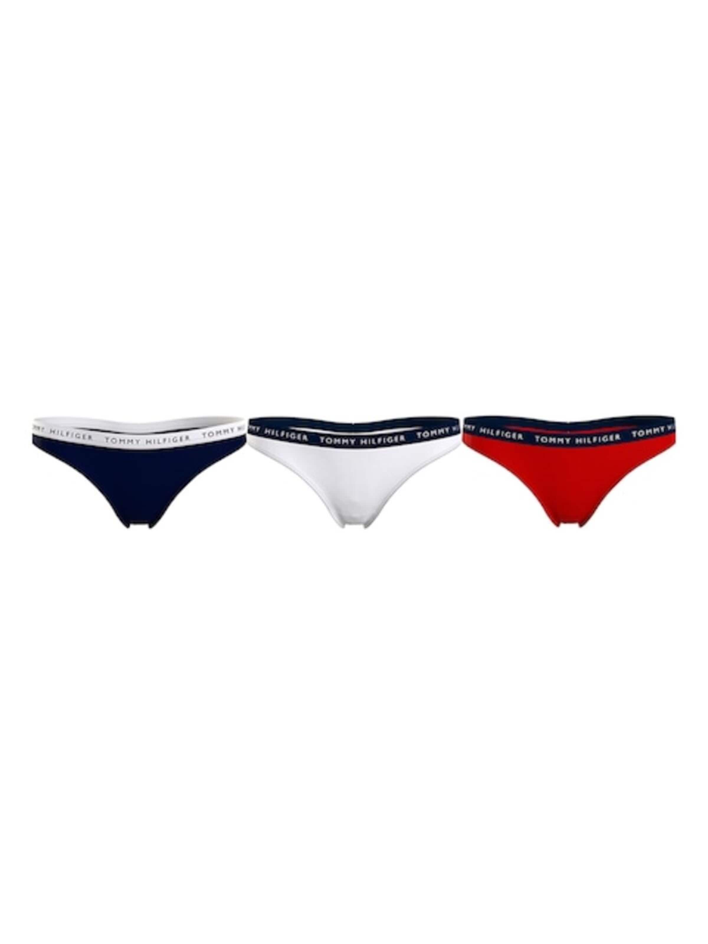 Panty 'Set de chiloți TOMMY HILFIGER tanga cu bandă cu logo – 3 perechi, Roșu, Alb, Albastru' di TOMMY HILFIGER in colori misti: frontale