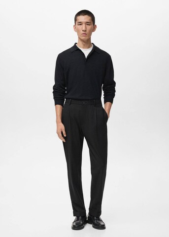 MANGO MAN Regular Pleat-Front Pants 'Casper Ruud x Mango Milton' in Black