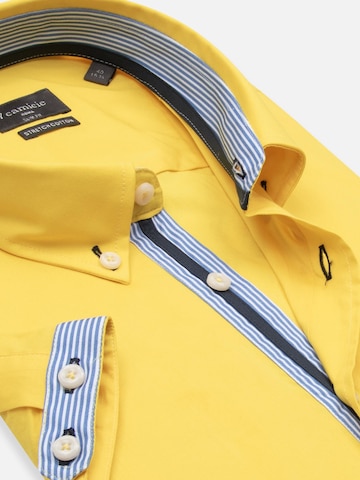 Slim fit Camicia business 'Iconic Poplin Stretch Man Shirt Short Sleeve Light Blue' di 7Camicie in giallo