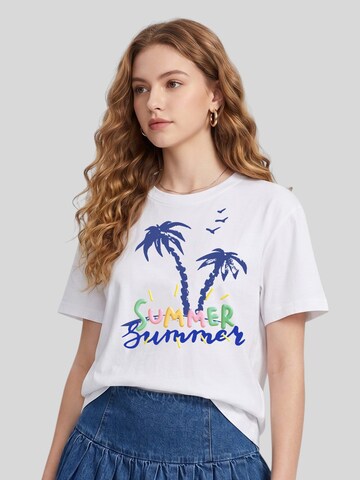 T-shirt 'Summer Palm Tree' LapaPlus en blanc : devant