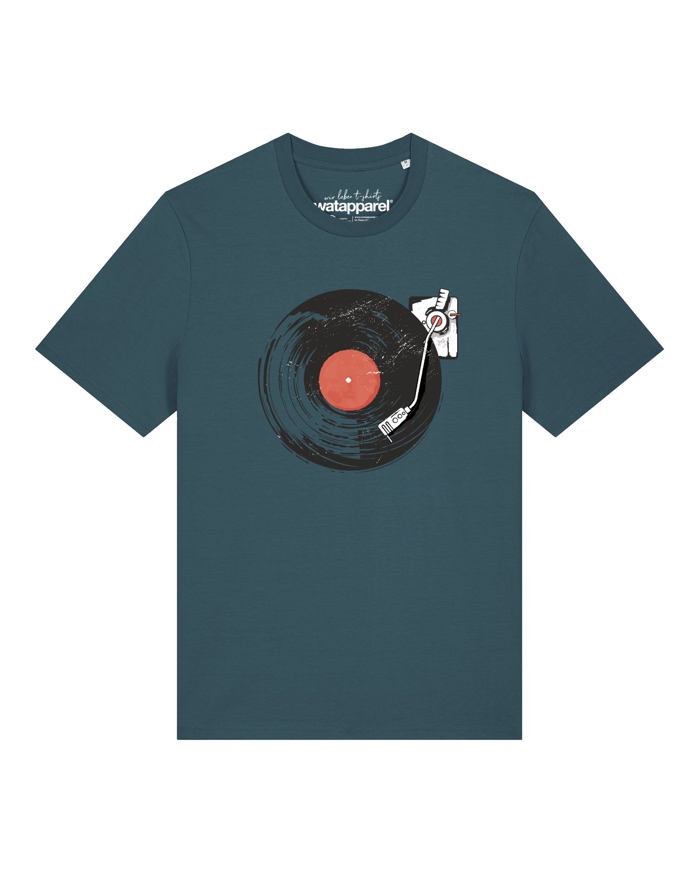 Watapparel T-Shirt 'Schallplatte' in Blau: Vorderseite