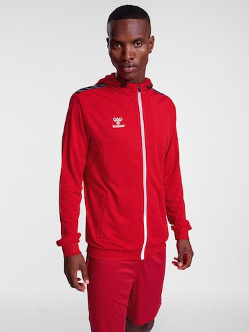Hummel Athletic Zip-Up Hoodie 'AUTHENTIC' in Red: front