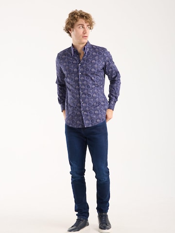Coupe slim Chemise business 'Sport Poplin Stretch Man Shirt Blue Purple' 7Camicie en bleu