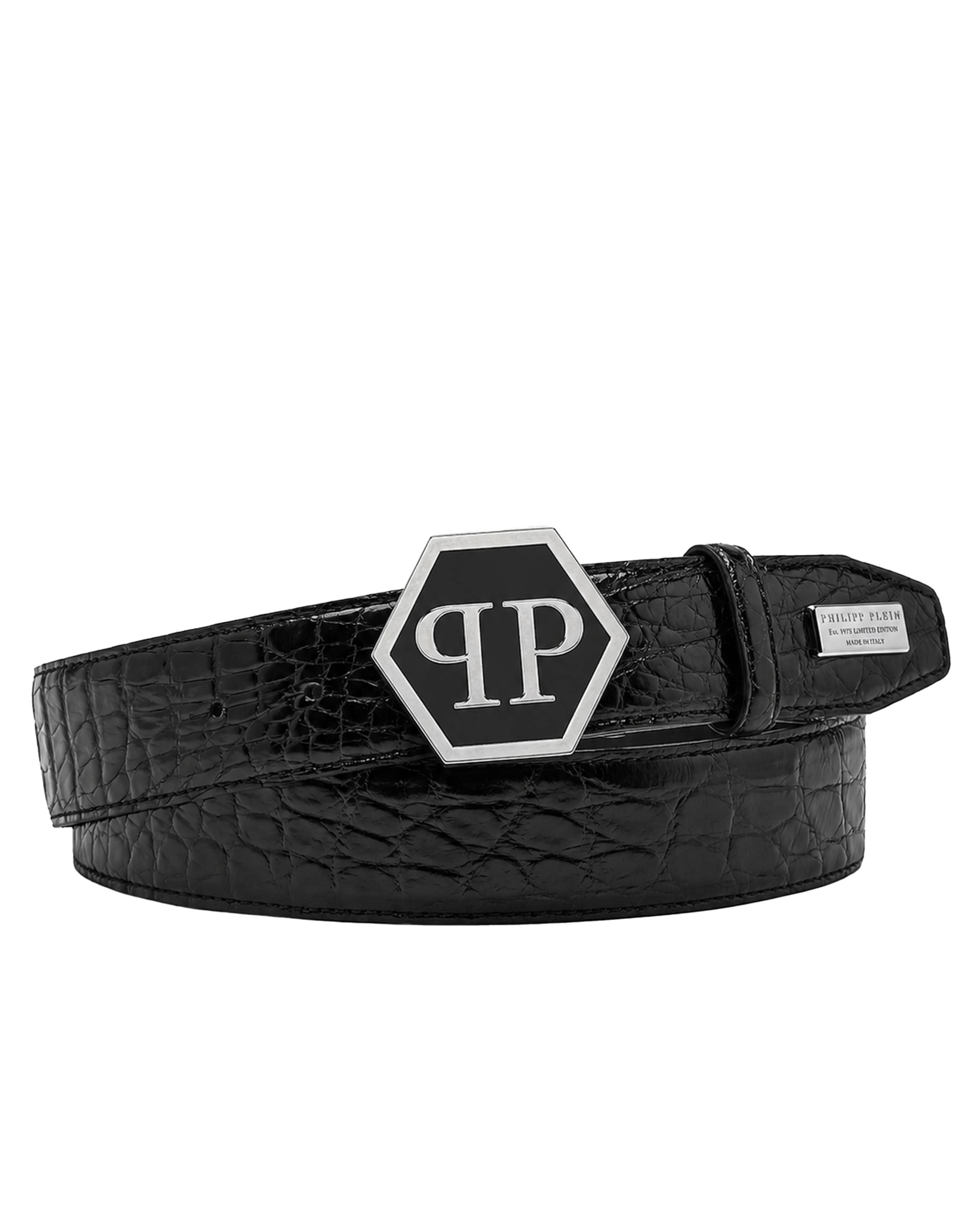Philipp Plein - Cinturón ' Hexagon ' en negro: frente