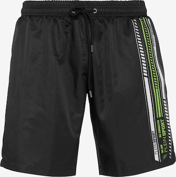 Plein Sport - Calções de banho em preto: frente