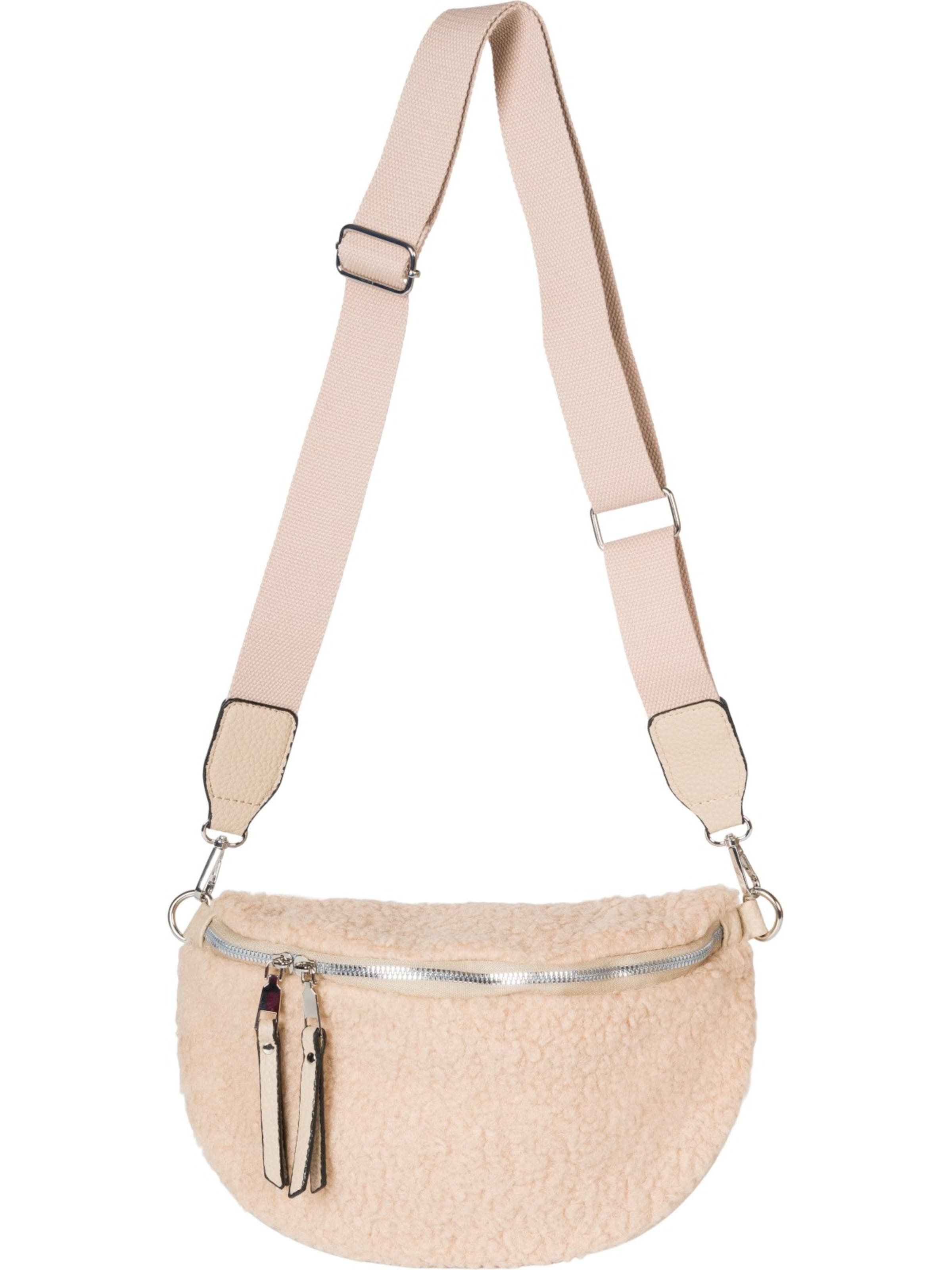 styleBREAKER Crossbody bag 'Teddyfell Halbmond Crossbody Bag' in Brown: front