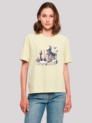 T-shirt 'Skelett Liebesbrief Valentinstag' F4NT4STIC en jaune : devant