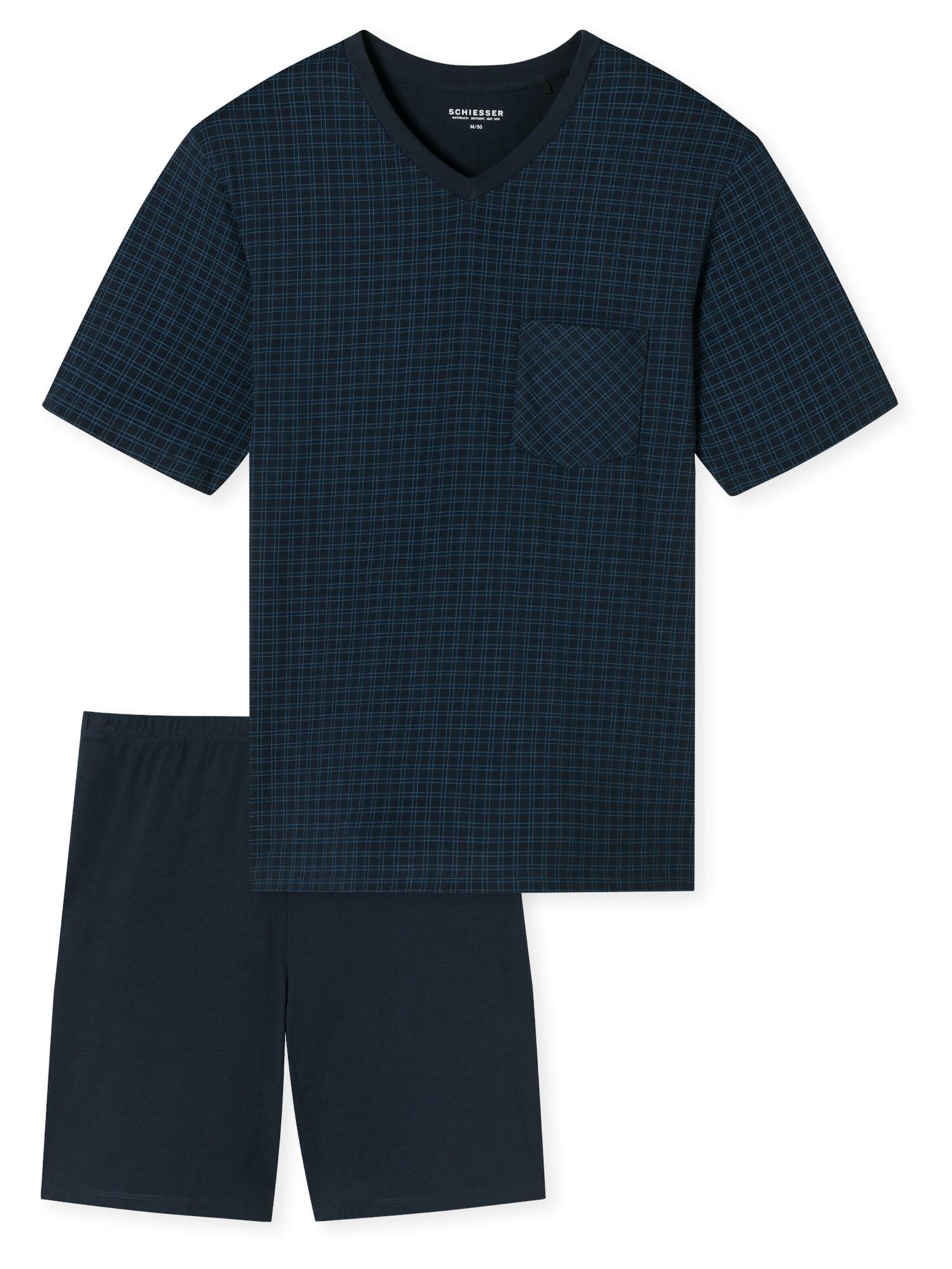 SCHIESSER Pyjama kurz 'Comfort Essentials'‌‌‌ in Blau: Vorderseite