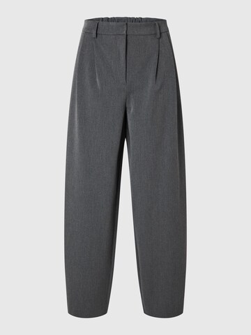 SELECTED Wide leg Bandplooibroek in Grijs