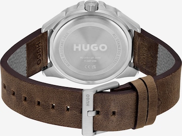 HUGO Red Analog Watch in Brown