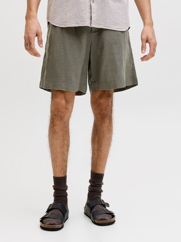 JACK & JONES Wide Leg Lærredsbukser 'JPSTBill JJLawrence' i grøn: forside