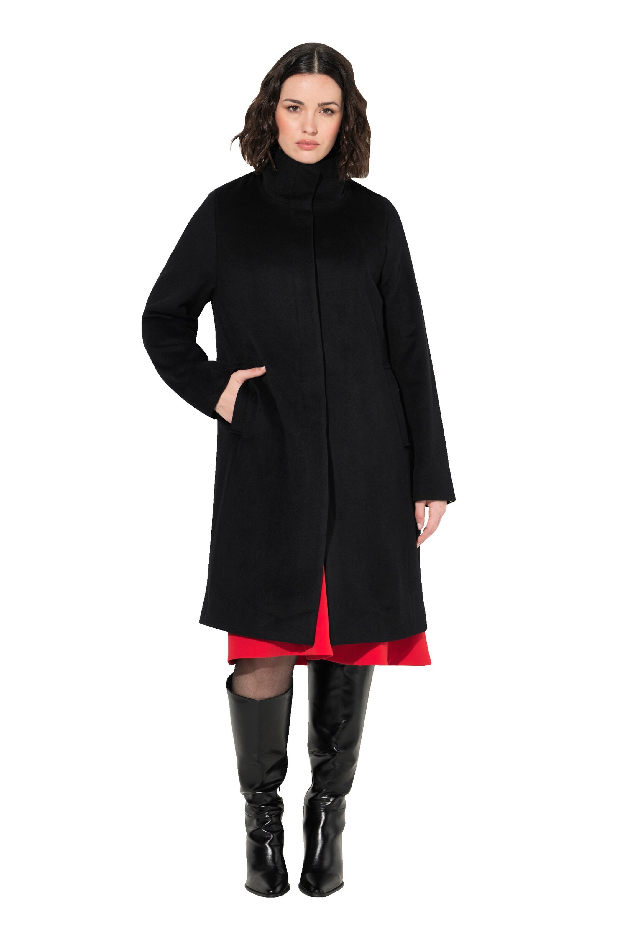 Ulla Popken Wintermantel in Zwart