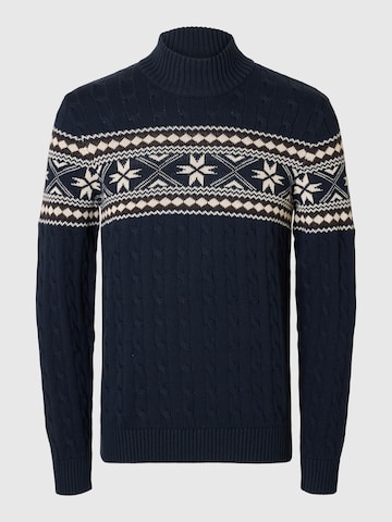 Pull-over 'SLHFlake' SELECTED en bleu : devant