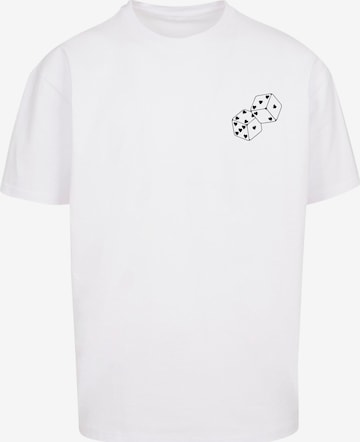 Merchcode Shirt 'Hugs & Love - Heart Dice' in Weiß: Vorderseite