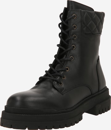 BULLBOXER Lace-Up Ankle Boots in Black: front