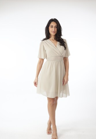 Elara Dress in Beige: front