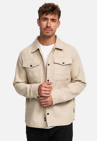 INDICODE JEANS Regular fit Button Up Shirt 'Finny' in Beige: front