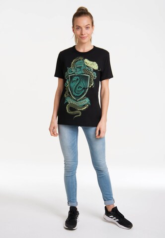 LOGOSHIRT Shirt 'Harry Potter - Slytherin' in Black