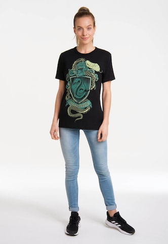 LOGOSHIRT T-Shirt 'Harry Potter - Slytherin' in Schwarz