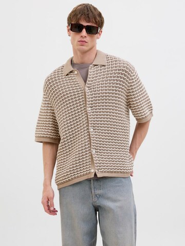 JACK & JONES Вязаная кофта 'JORDIA' в Коричневый: спереди