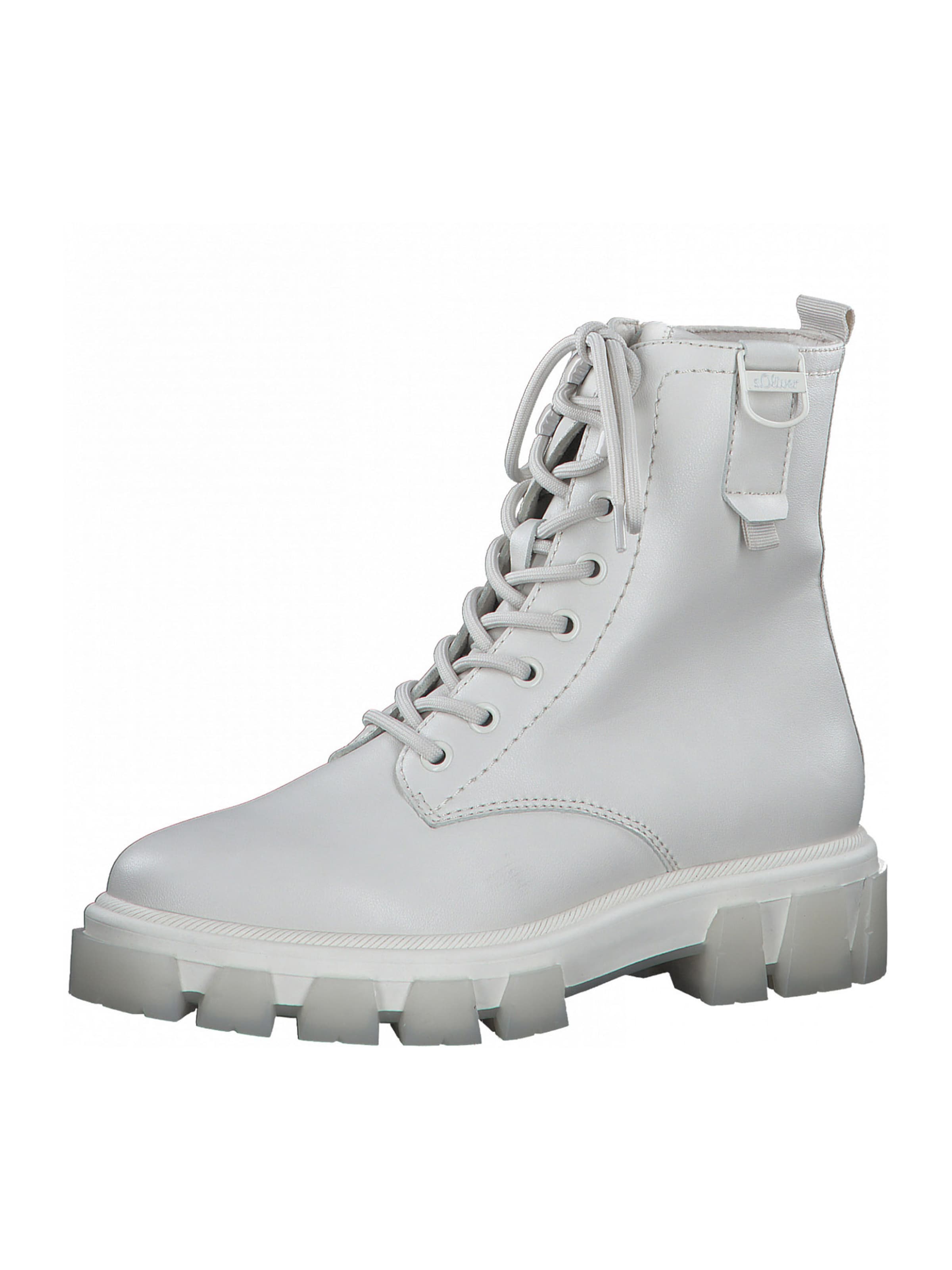 s.Oliver Lace-Up Ankle Boots in Cream 
