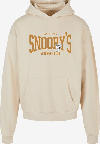 Merchcode Sweatshirt 'Peanuts - Strength Club' in Beige: front