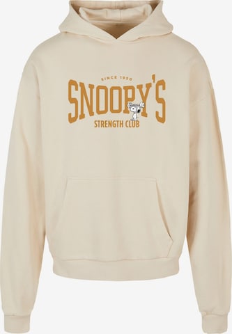 Merchcode Sweatshirt 'Peanuts - Strength Club' in Beige: voorkant